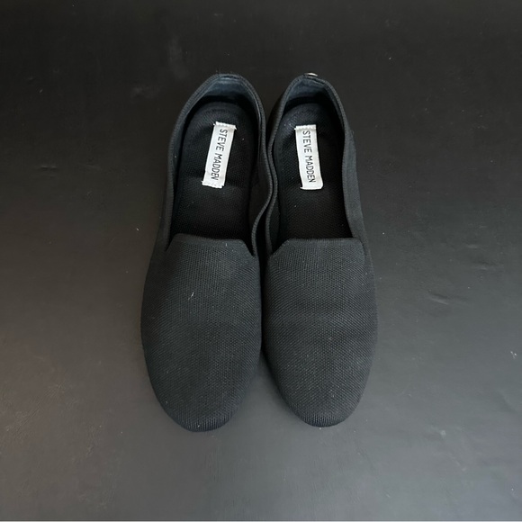 Steve Madden Sabin Black Flats Ladies Size 9 Knit Fabric Slip On Loafers - Picture 6 of 9
